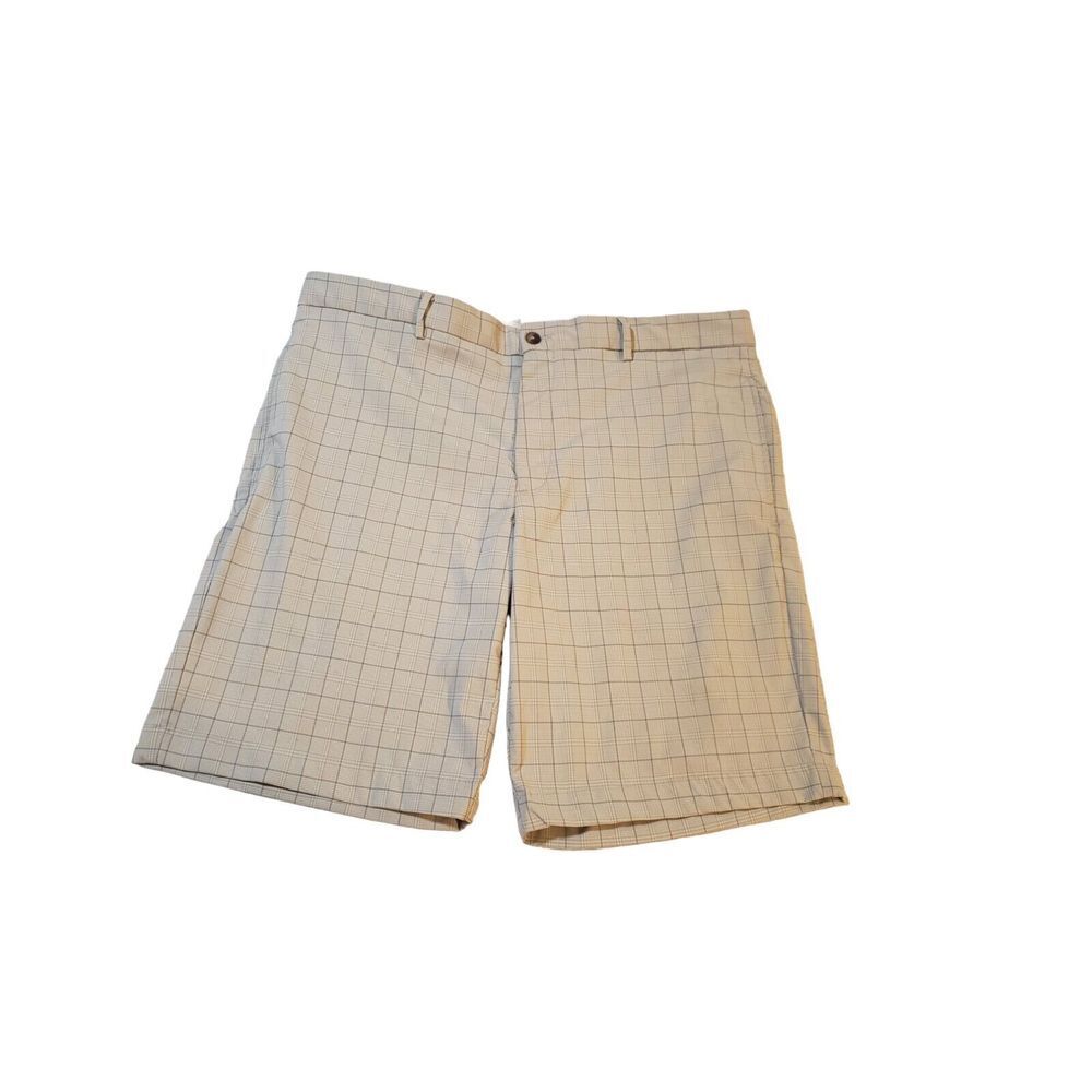 Greg Norman Casual Golf Shorts Chino Men's Size 38 Flat Front Plaid Tan Outdoors
